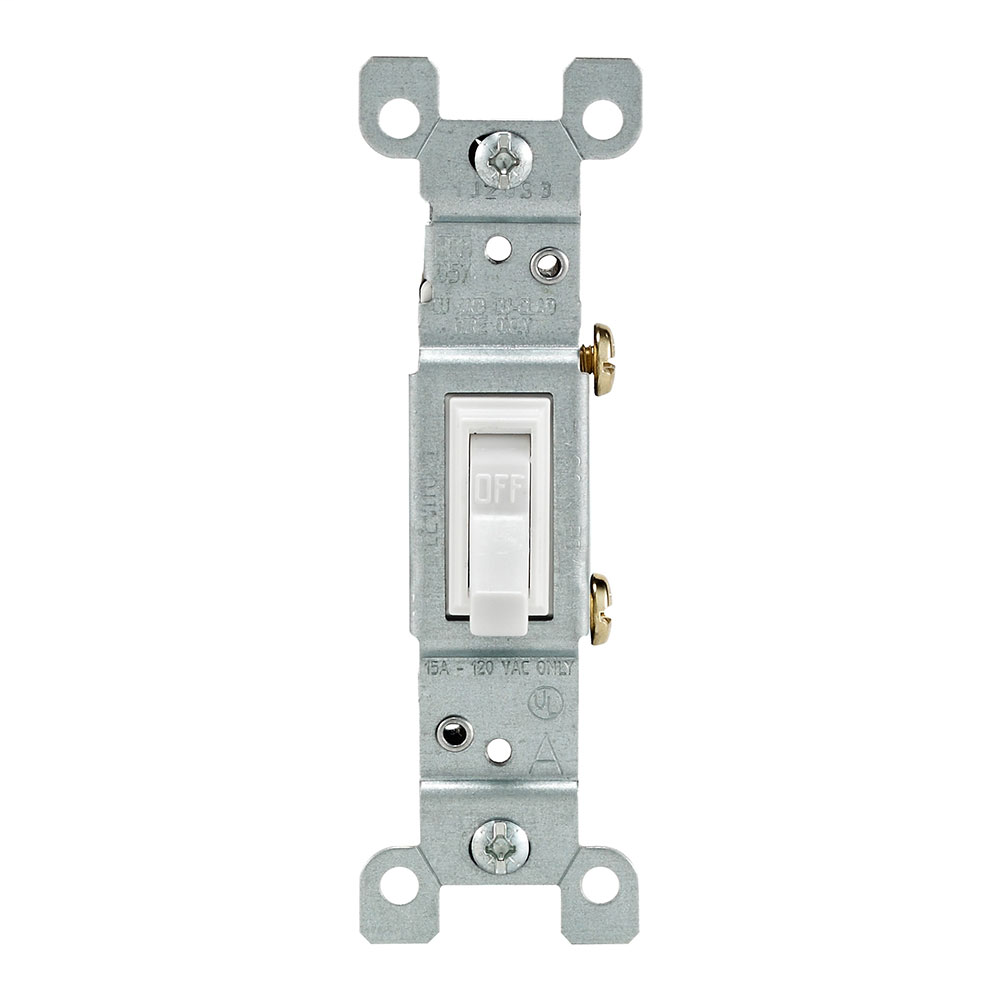 Leviton 1451-WCP 120 VAC 15 Amp 1-Pole 1/2 Hp White Thermoplastic Non-Grounding Framed Toggle Quiet Switch Leviton 1451-WCP 120 VAC 15 Amp 1-Pole 1/2 Hp White Thermoplastic Non-Grounding Framed Toggle Quiet Switch