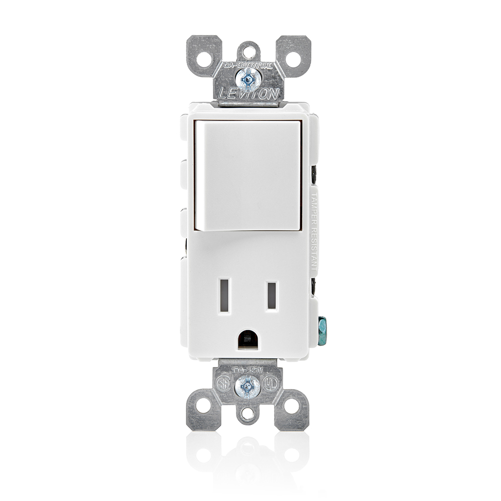 Decora Single-Pole / 5-15R Combination Switch, White