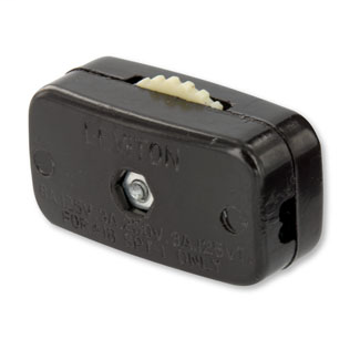 6 Amp 125 Volt / 3 Amp - 125 Volt / 3 Amp 250 Volt Feed-Thru, Single Pole, On/Off Rotary Switch, For SPT-1 Wire Only - Brown