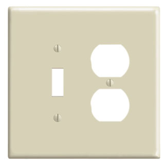 Leviton 86105 5.31 x 0.255 x 5.25 Inch 2-Gang Smooth Ivory Thermoset Device Mount Oversize Combination Wallplate Leviton 86105 5.31 x 0.255 x 5.25 Inch 2-Gang Smooth Ivory Thermoset Device Mount Oversize Combination Wallplate
