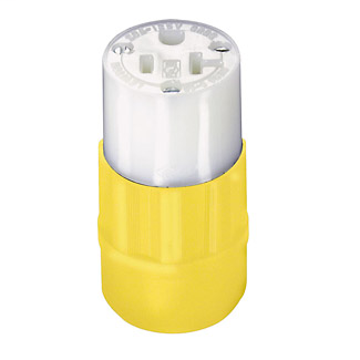 20 Amp, 125 Volt, NEMA 5-20R, 2P, 3W, Connector, Straight Blade, Industrial Grade, Grounding, - YELLOW-WHITE