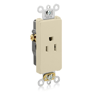 Leviton 16251-I 125 Volt 15 Amp 2-Pole 3-Wire NEMA 5-15R 1/2 Hp Ivory Thermoplastic Nylon Straight Blade Single Receptacle Leviton 16251-I 125 Volt 15 Amp 2-Pole 3-Wire NEMA 5-15R 1/2 Hp Ivory Thermoplastic Nylon Straight Blade Single Receptacle