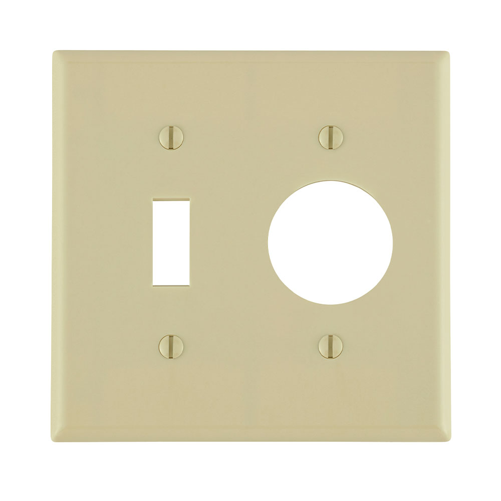 Leviton 86007 2-Gang 1-Toggle 1-Single 1.406 Inch Diameter Device Standard Size Thermoset Ivory Combination Wallplate Leviton 86007 2-Gang 1-Toggle 1-Single 1.406 Inch Diameter Device Standard Size Thermoset Ivory Combination Wallplate