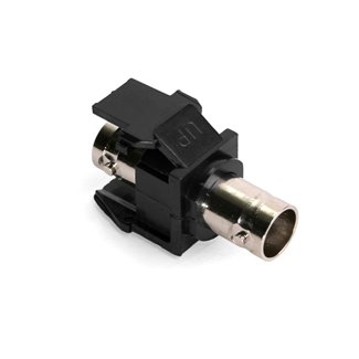 BNC Feedthrough QuickPort Connector, Nickel-Plated, 50 Ohm, Black Housing