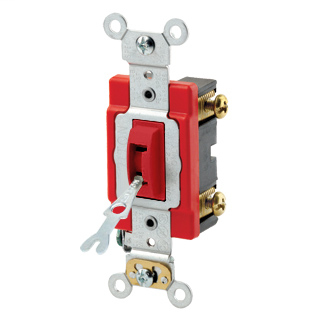 Leviton 1221-2RL 20 Amp 120/277 Volt Industrial Grade Self Grounding Red Toggle Locking 1-Pole AC Quiet Switch Leviton 1221-2RL 20 Amp 120/277 Volt Industrial Grade Self Grounding Red Toggle Locking 1-Pole AC Quiet Switch