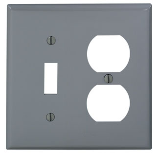Leviton 80705-GY 2-Gang 1-Toggle 1-Duplex Device Mount Standard Size Thermoplastic Nylon Grey Combination Wallplate Leviton 80705-GY 2-Gang 1-Toggle 1-Duplex Device Mount Standard Size Thermoplastic Nylon Grey Combination Wallplate