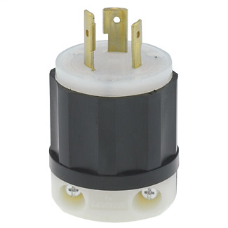 Leviton 2341 480 Volt 20 Amp 2-Pole 3-Wire NEMA L8-20P 3 Hp Black/White Nylon Grounding Polarized Locking Plug Leviton 2341 480 Volt 20 Amp 2-Pole 3-Wire NEMA L8-20P 3 Hp Black/White Nylon Grounding Polarized Locking Plug