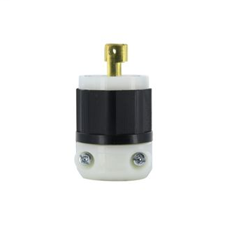 15 Amp, 125 Volt, NEMA L1-15P, 2P, 2W, Plug, Locking Blade, Industrial Grade, Non-Grounding - BLACK-WHITE