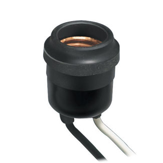 Weatherproof lampholder, single circuit, 660W-250V; with two 6 inch leads, one black and one white, 14AWG 60C 600V, free ends stripped 3/4 inch.