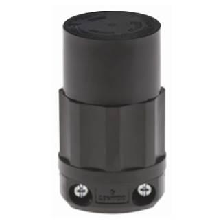 15 Amp, 125 Volt, NEMA L5-15R, 2P, 3W, Locking Connector, Industrial Grade, Grounding - BLACK