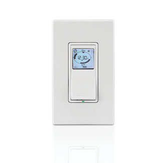 Vizia+ 24 hour Timer 120VAC, 60HZ, 1800W Incandescent, 15A Resistive/Inductive, 1HP, for single pole, 3-way or more locations, with astronomic clock, backlit LCD display, timer settings at a glance, green LED locator, neutral required. White assembled on