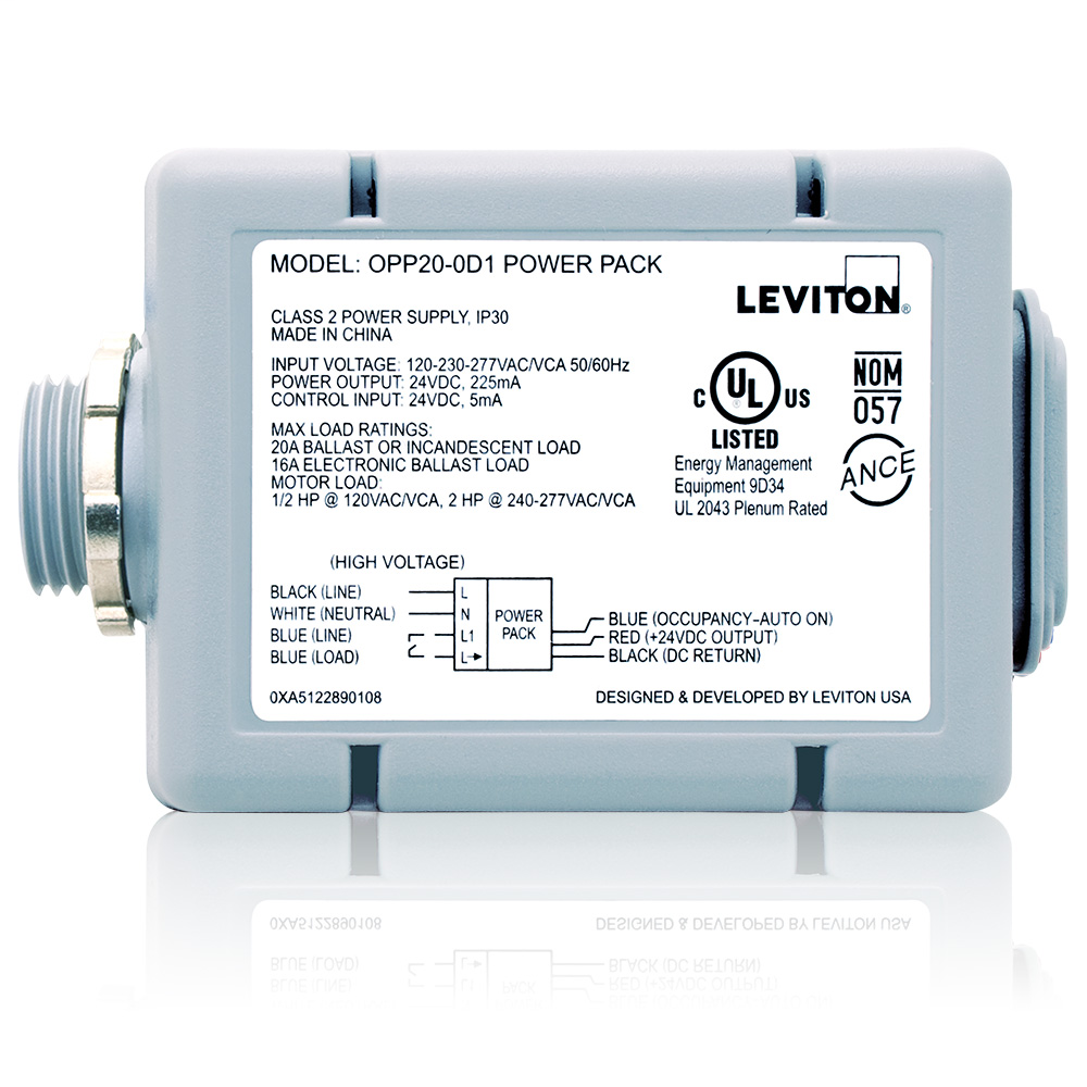 Leviton OPP20-D1 120/208/220/230/240/277 VAC 20 Amp Gray Standard Occupancy Sensor Power Pack Leviton OPP20-D1 120/208/220/230/240/277 VAC 20 Amp Gray Standard Occupancy Sensor Power Pack