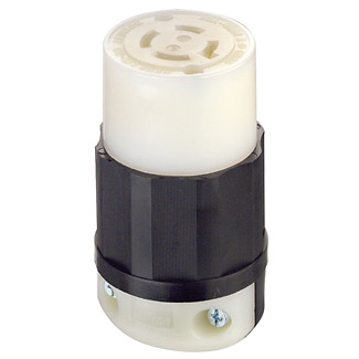 20 Amp, 120/208 Volt 3-Phase Y, NEMA L18-20R, 4P, 4W, Locking Connector, Industrial Grade, Non-Grounding - BLACK-WHITE