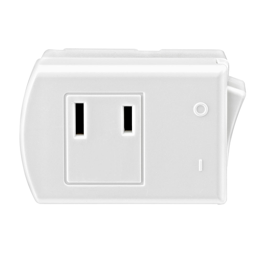 13 Amp, 125 Volt, 2-Pole, 2-Wire, Non-Grounding Plug-In Switch Tap - White