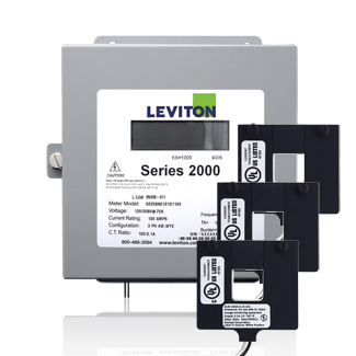 Product image for Leviton 2K208-04W 120/208 Volt Wye 400 Amp 3-Phase 4-Wire Kilowatt Hour Meter