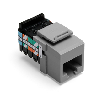 Product image for Leviton 41108-RG3 Category 3 Gray Plastic Snap-In 8-Position 8-Conductor UTP Jack Connector