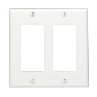 LEVITON 80409-NW NYLON 2GANG DECORA WALLPLATE WHITE LEVITON 80409-NW NYLON 2GANG DECORA WALLPLATE WHITE