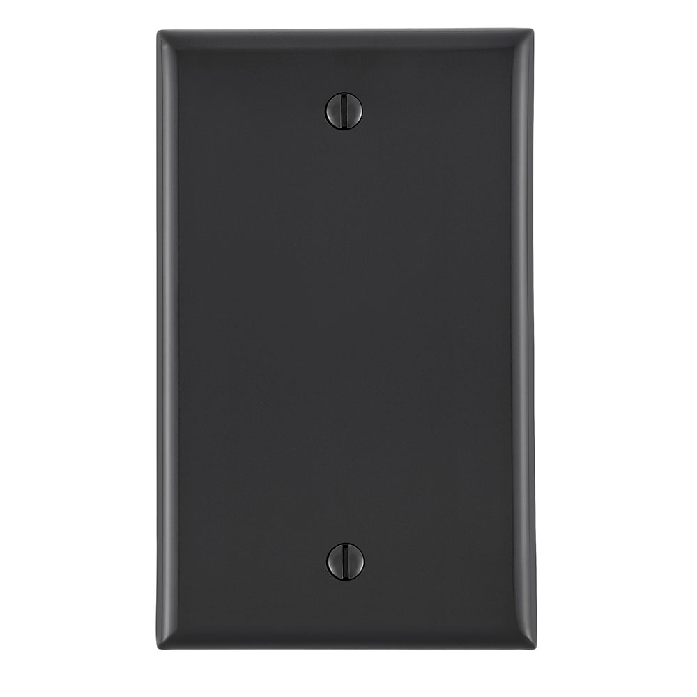 1-Gang No Device Blank Wallplate, Standard Size, Thermoplastic Nylon, Box Mount, - Black