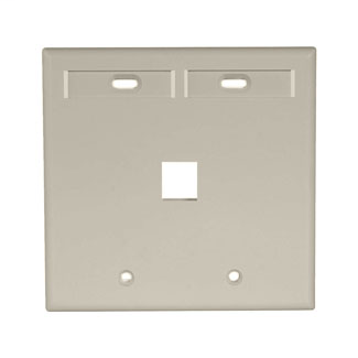 Leviton 42080-1IP Dual Gang 1-Port Ivory QuickPort Wallplate with ID Windows Leviton 42080-1IP Dual Gang 1-Port Ivory QuickPort Wallplate with ID Windows