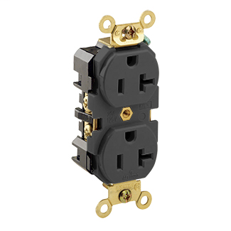 Leviton 5362-E 125 Volt 20 Amp 2-Pole 3-Wire NEMA 5-20R Black Thermoplastic Nylon Straight Blade Duplex Receptacle Leviton 5362-E 125 Volt 20 Amp 2-Pole 3-Wire NEMA 5-20R Black Thermoplastic Nylon Straight Blade Duplex Receptacle