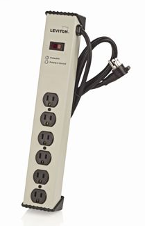 1449 3rd Edition, 125 Volt 15 Amp Surge Protected, 6-Outlet Strip w/Switch, 1330 Joules, 6 Feet 14-3 SJT Cord Length, Aluminum Housing - BEIGE