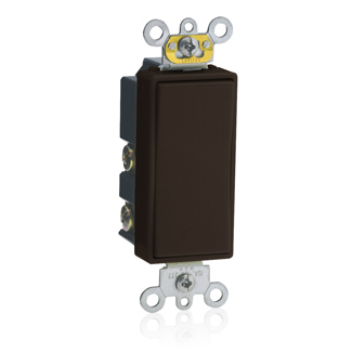 15 Amp, 120/277 Volt, Decora Plus Rocker Double-Throw Ctr-OFF Momentary Contact Single-Pole AC Quiet Switch, Commercial Spec Grade, Self Grounding, Back & Side Wired, - Brown