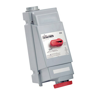 100 Amp, 480 Volt, IEC 309-1 & 309-2, 2P, 3W, Mechanical Interlock North American Pin & Sleeve Receptacle, Hub Sold Separately (See Leviton Cat Number HUB-xxx), Industrial Grade, IP67, Watertight, Non-Fused - RED