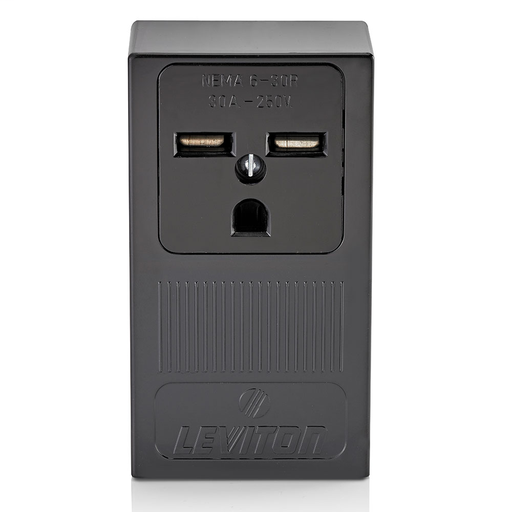 Product image for Leviton 5376 250 Volt 30 Amp 2-Pole 3-Wire NEMA 6-30R Black Thermoplastic Grounding Surface Mount Straight Blade Receptacle