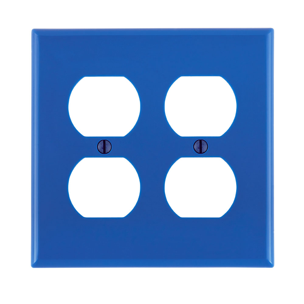 Leviton 80716-BU 2-Gang Duplex Device Mount Receptacle Standard Size Thermoplastic Nylon Blue Wallplate Leviton 80716-BU 2-Gang Duplex Device Mount Receptacle Standard Size Thermoplastic Nylon Blue Wallplate