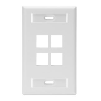 LEVITON 42080-4WS WHITE 4-PORT 1-GANG WALLPLATE W/ LABELS LEVITON 42080-4WS WHITE 4-PORT 1-GANG WALLPLATE W/ LABELS