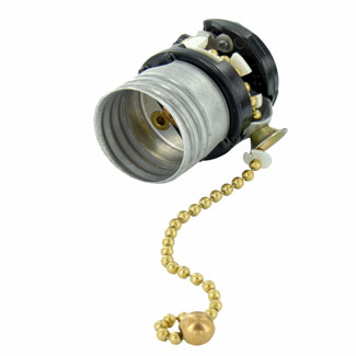 250 Watt 250 Volt. Incandescent Lampholder, Interior, Medium Base with-alumin terminal screws in. 5" chain no.6 with bell assembled