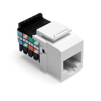 Product image for Leviton 41108-RW3 Category 3 White Plastic Snap-In 8-Position 8-Conductor UTP Jack Connector