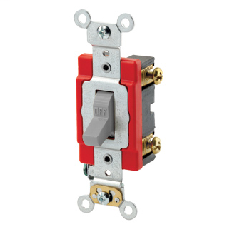 20 Amp, 120/277 Volt, Toggle Double-Pole AC Quiet Switch, Extra Heavy Duty Spec Grade, Self Grounding, Back & Side Wired - GRAY