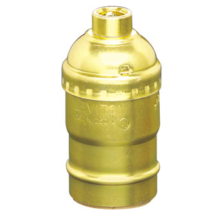Medium Base Complete, Aluminum Shell Incandescent Lampholder, Keyless, Single Circuit, 1/8 IPS Tapped Bushing w/Set Screw, - Brass