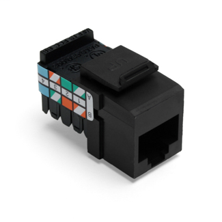 Leviton 41108-RE3 Category 3 Black Plastic Snap-In 8-Position 8-Conductor UTP Jack Connector Leviton 41108-RE3 Category 3 Black Plastic Snap-In 8-Position 8-Conductor UTP Jack Connector