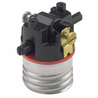 Medium Base Interior Only, Shell Incandescent Lampholder, Push-Through, Single Circuit, -