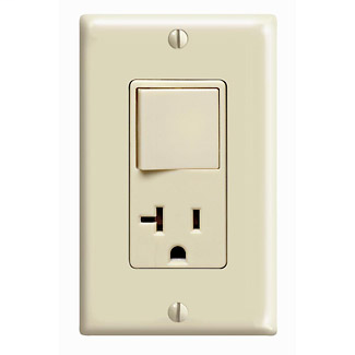 Leviton 5636-I 120 Volt 20 Amp 1-Pole NEMA 5-20R 1 Hp Ivory Thermoplastic Grounding Decorator Combination Switch and Receptacle Leviton 5636-I 120 Volt 20 Amp 1-Pole NEMA 5-20R 1 Hp Ivory Thermoplastic Grounding Decorator Combination Switch and Receptacle