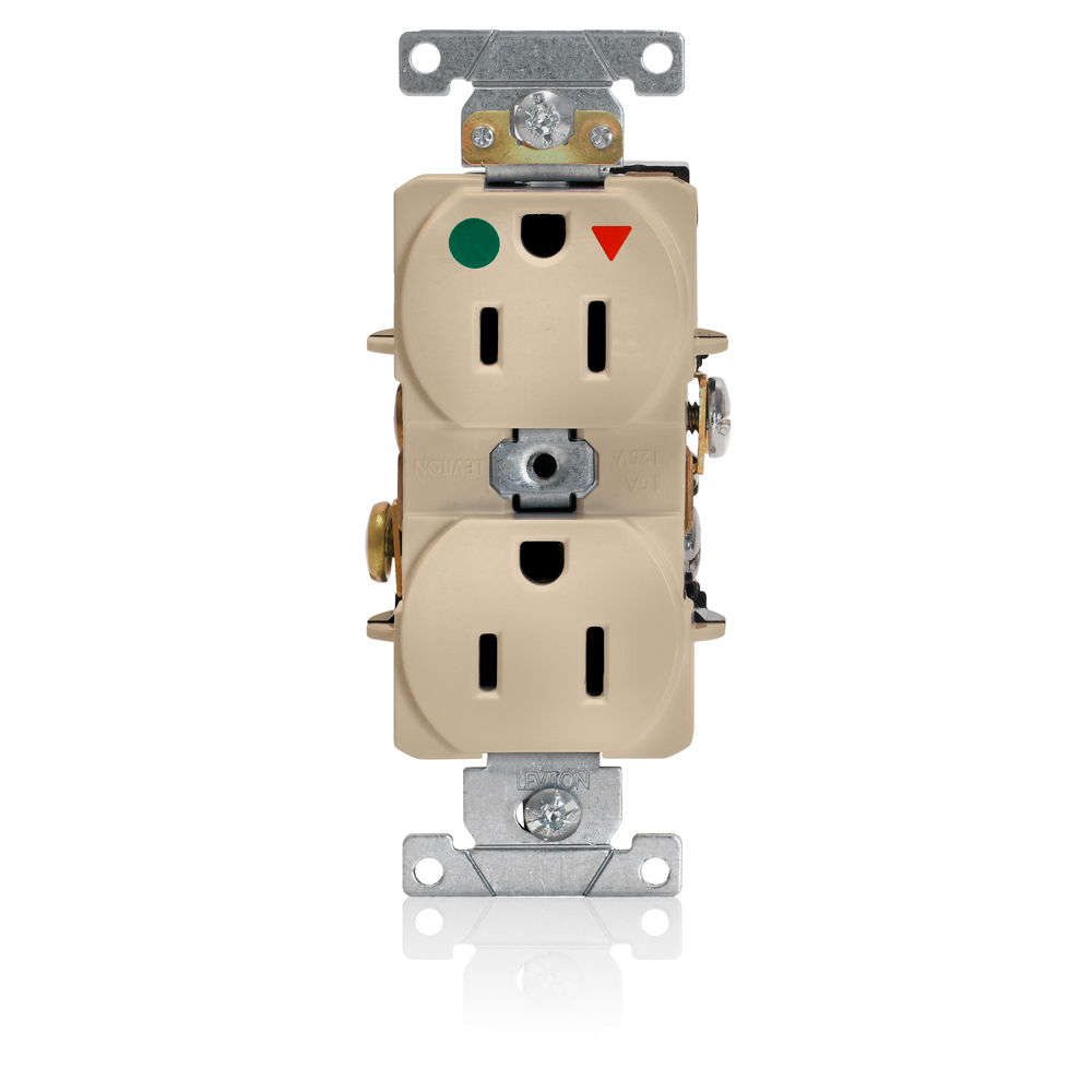 Leviton 8200-IGI 15 Amp 125 Volt NEMA 5-15R 2-Pole 3 Wire Straight Blade Ivory Narrow Body Duplex Receptacle Leviton 8200-IGI 15 Amp 125 Volt NEMA 5-15R 2-Pole 3 Wire Straight Blade Ivory Narrow Body Duplex Receptacle