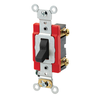 20 Amp, 120/277 Volt, Toggle Single-Pole AC Quiet Switch, Extra Heavy Duty Spec Grade, Self Grounding, Back & Side Wired - BLACK