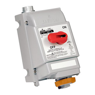 20 Amp, 125/250 Volt, IEC 309-1 & 309-2, 3P, 4W, Mechanical Interlock North American Pin & Sleeve Receptacle, Hub Sold Separately (See Leviton Cat Number HUB-xxx), Grade, IP67, Watertight, Non-Fused - ORANGE