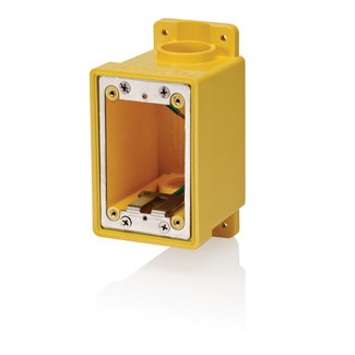 Leviton FDBX1-Y 26 In 1-Gang Yellow PVC FD Device Box Leviton FDBX1-Y 26 In 1-Gang Yellow PVC FD Device Box