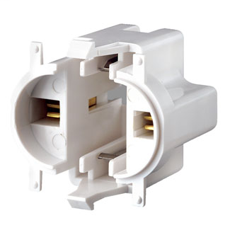 G23 Base, 5W 7W 9W 2-Pin, Compact Fluorescent Lampholder, Vertical, Top Snap-In, Color Code, , Quick-Connect 18AWG Solid or Str. Tinned - White Body