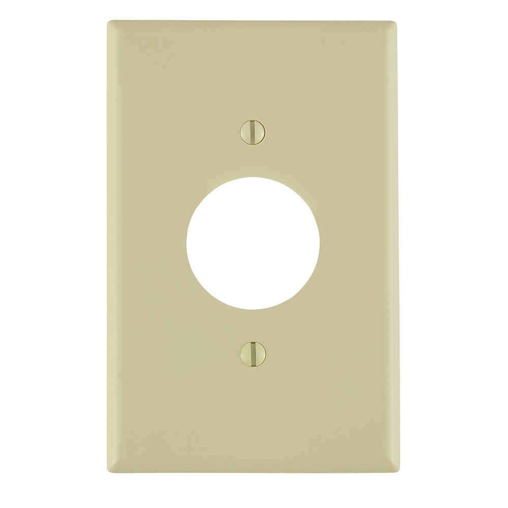 1-Gang Single 1.406 Inch Hole Device Receptacle Wallplate, Midway Size, Thermoplastic Nylon, Device Mount. Ivory