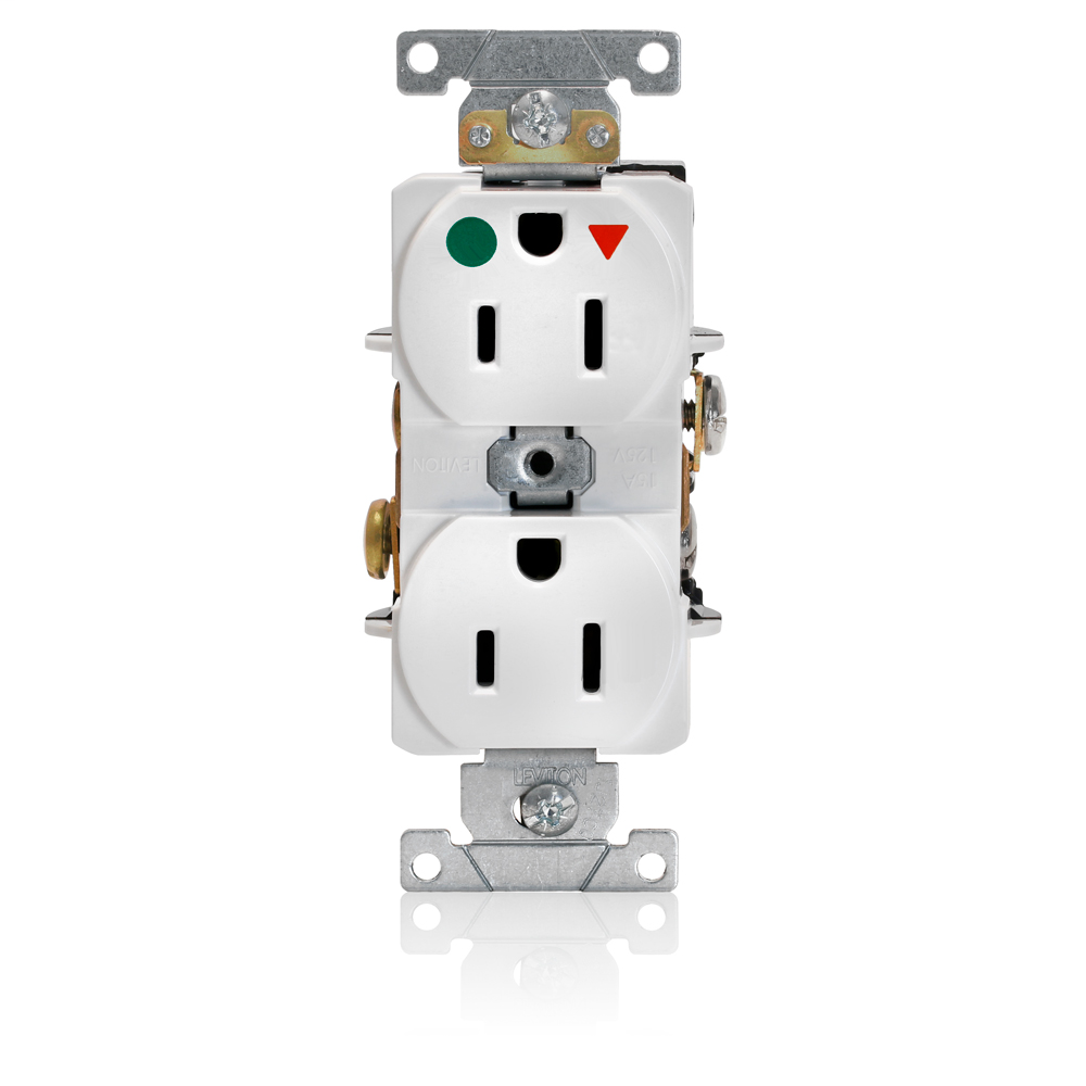 Leviton 8200-IGW 15 Amp 125 Volt NEMA 5-15R 2-Pole 3 Wire Straight Blade White Narrow Body Duplex Receptacle Leviton 8200-IGW 15 Amp 125 Volt NEMA 5-15R 2-Pole 3 Wire Straight Blade White Narrow Body Duplex Receptacle