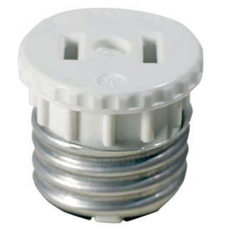 660 Watt, 125 Volt, 2-Pole, 2-Wire Lampholder to Outlet Adapter - White