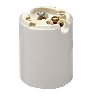 Mogul Base, One-Piece, Keyless, Incandescent, Glazed Porcelain Lampholder, Mounting Screws, Single Circuit, Back Wired, - White