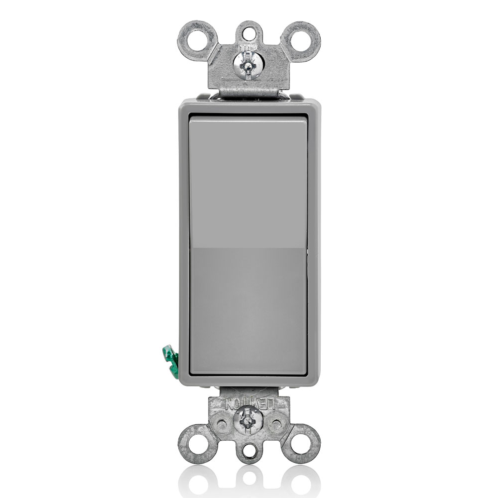15 Amp, 120/277 Volt, Decora Rocker 4-Way AC Quiet Switch, Residential Grade, Grounding, Quickwire Push-In & Side Wired - Gray