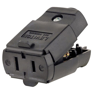 15 Amp, 125 Volt, NEMA 1-15R, 2Pole, 2Wire, Connector, Straight Blade, Residential Grade, Polarized, Non-Grounding - BLACK