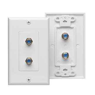 Product image for Leviton 40982-WD White Flush Mount Standard Decorator F-Connector Video Wall Jack