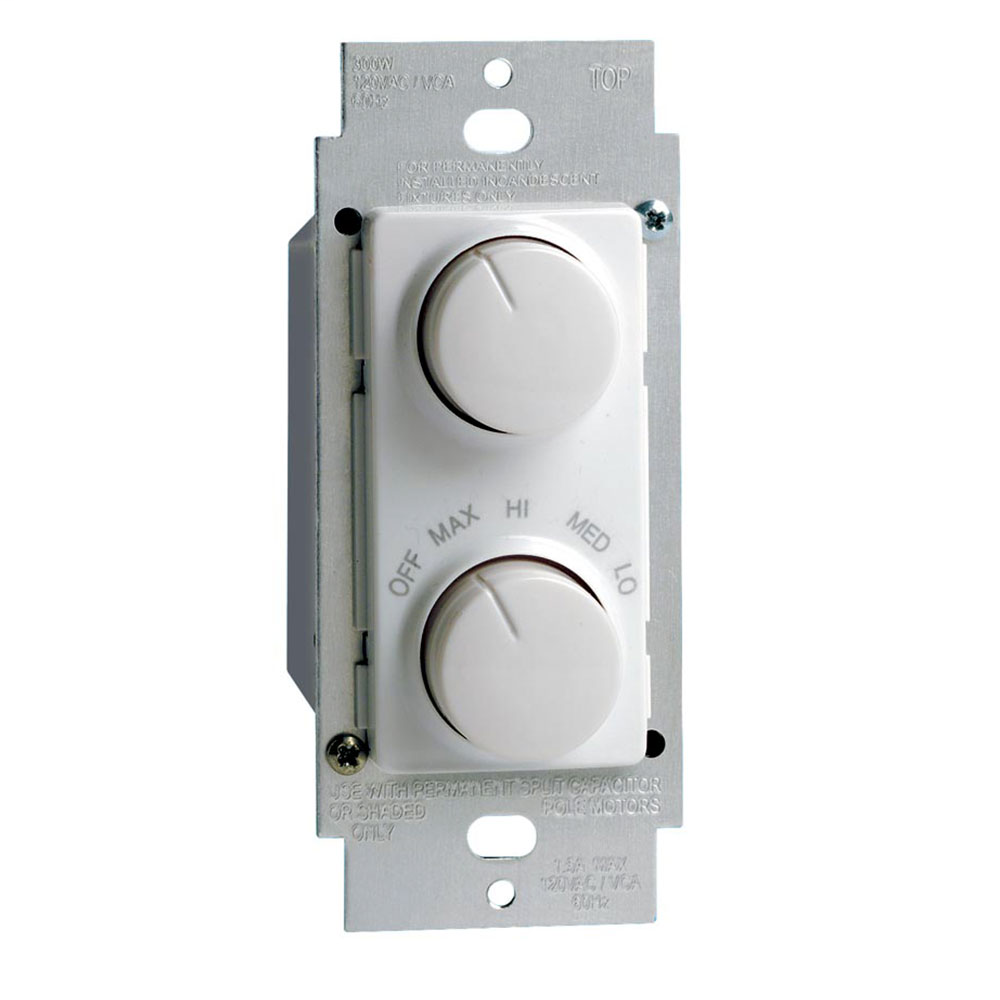 Product image for Leviton RTD01-10Z 1.5A 300W, 120VAC 60Hz, Single-Pole, IllumaTech Electro-Mechanical, Rotary Dimmer & Fan Speed Control